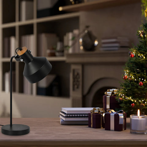 Modern Desk Lamp with Wooden Accent