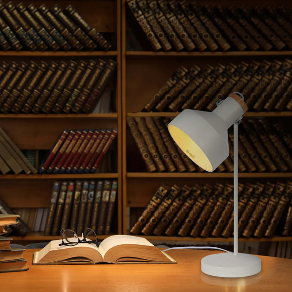 Modern Desk Lamp with Wooden Accent