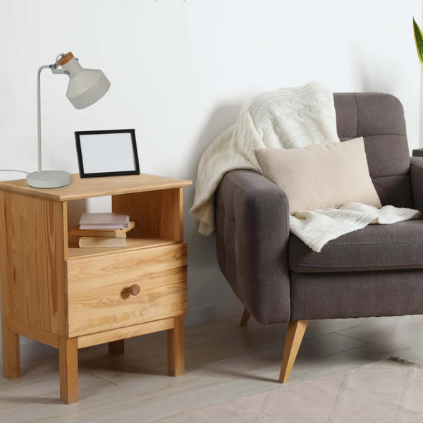Modern Desk Lamp with Wooden Accent