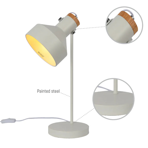 Modern Desk Lamp with Wooden Accent