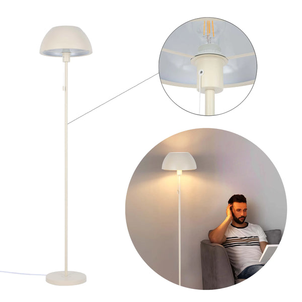 Modern Dome Floor Lamp – E27 Fitting, 1440mm Height, Pull Cord Switch
