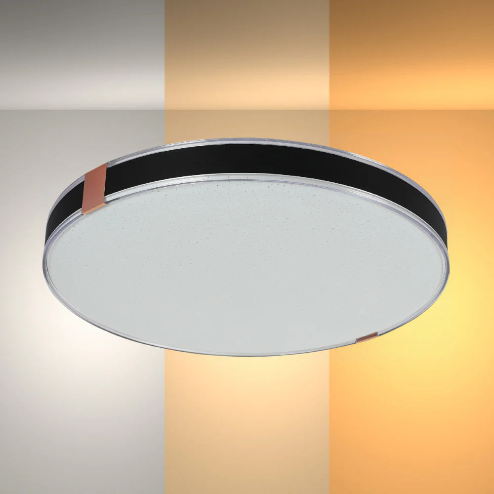 Modern Flush Ceiling Lights with Black Frame and Bronze/Copper Accents