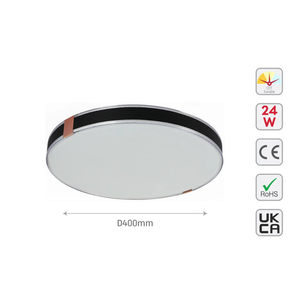 Modern Flush Ceiling Lights with Black Frame and Bronze/Copper Accents