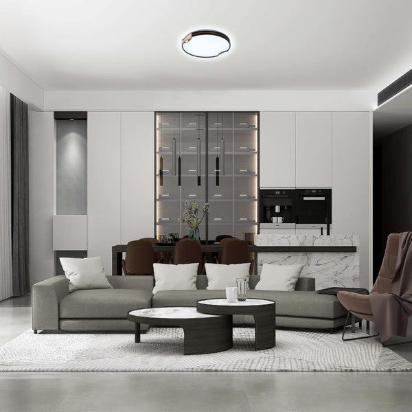 Modern Flush Ceiling Lights with Black Frame and Bronze/Copper Accents