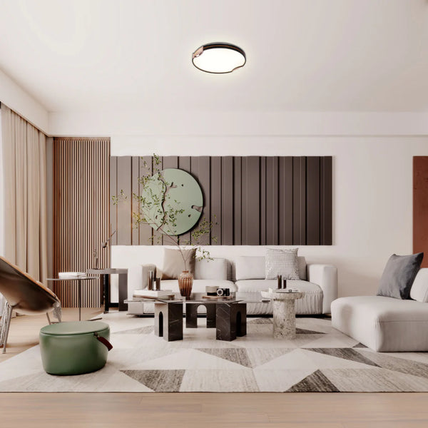 Modern Flush Ceiling Lights with Black Frame and Bronze/Copper Accents