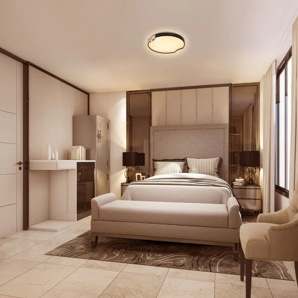 Modern Flush Ceiling Lights with Black Frame and Bronze/Copper Accents
