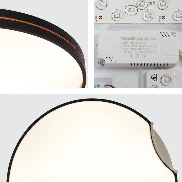 Modern Flush Ceiling Lights with Black Frame and Bronze/Copper Accents
