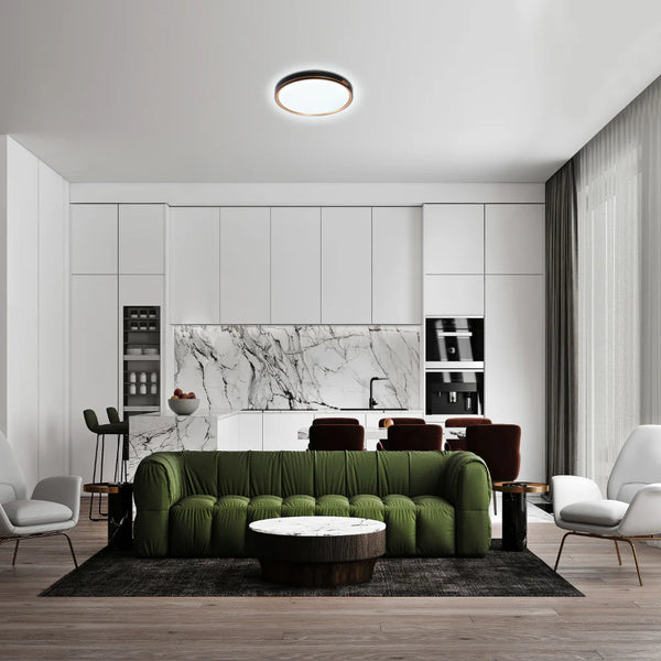Modern Flush Ceiling Lights with Black Frame and Bronze/Copper Accents