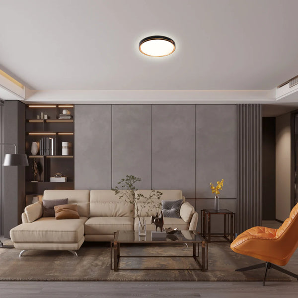 Modern Flush Ceiling Lights with Black Frame and Bronze/Copper Accents