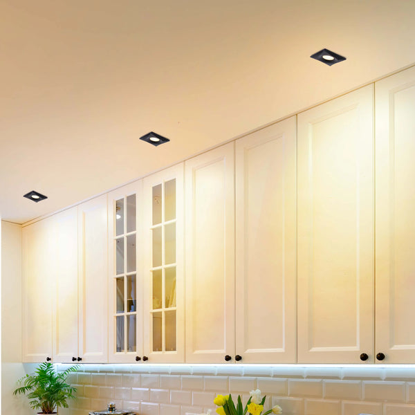 Square Recessed GU10 Downlight - 94mm, Dimmable, Aluminium Frame