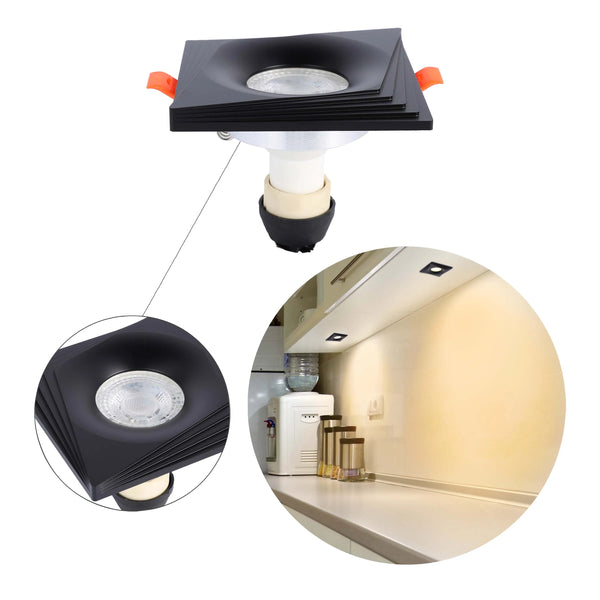 Square Recessed GU10 Downlight - 94mm, Dimmable, Aluminium Frame