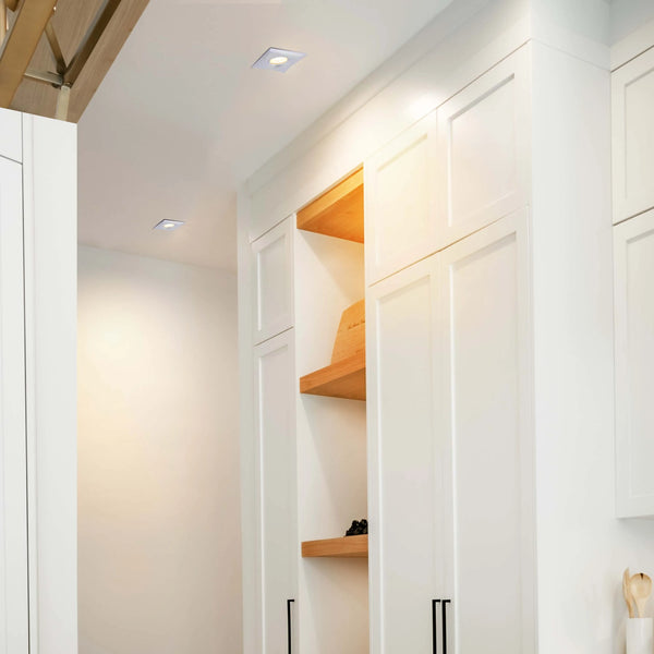 Square Recessed GU10 Downlight - 94mm, Dimmable, Aluminium Frame