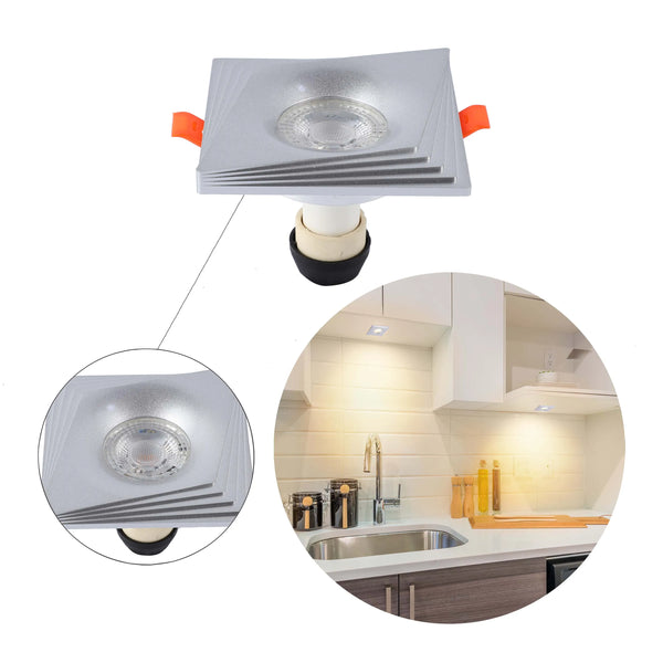 Square Recessed GU10 Downlight - 94mm, Dimmable, Aluminium Frame