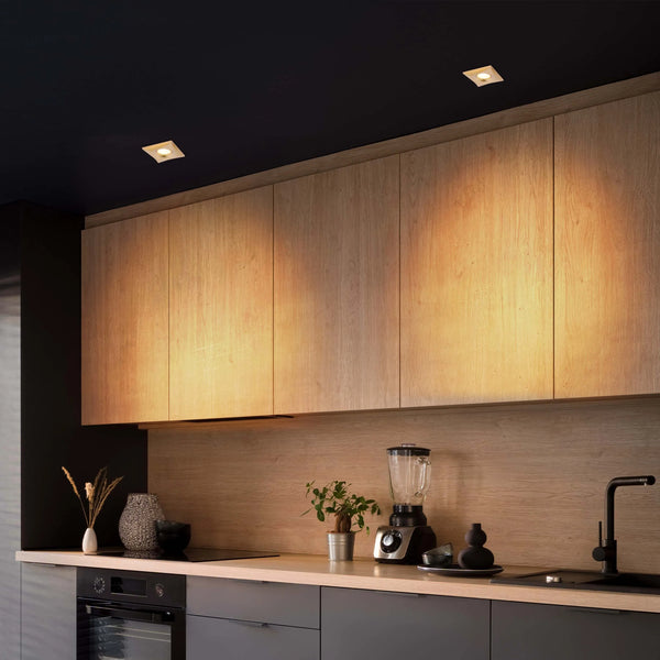 Square Recessed GU10 Downlight - 94mm, Dimmable, Aluminium Frame