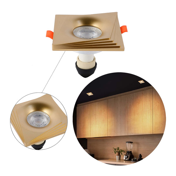 Square Recessed GU10 Downlight - 94mm, Dimmable, Aluminium Frame