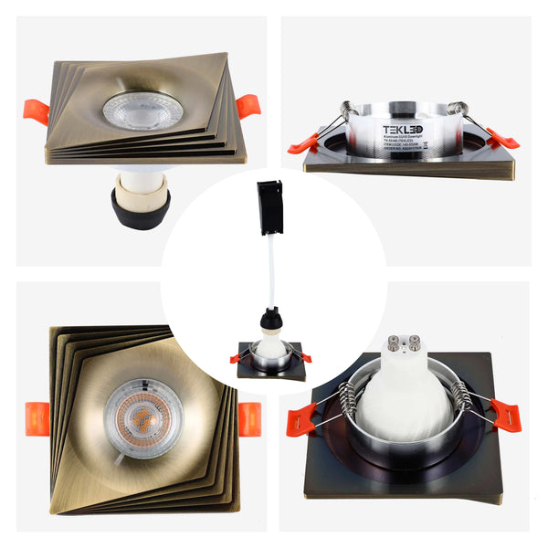 Square Recessed GU10 Downlight - 94mm, Dimmable, Aluminium Frame