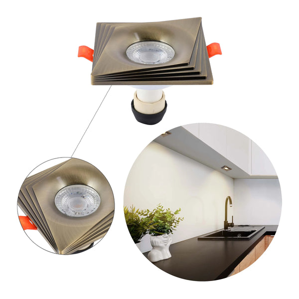 Square Recessed GU10 Downlight - 94mm, Dimmable, Aluminium Frame