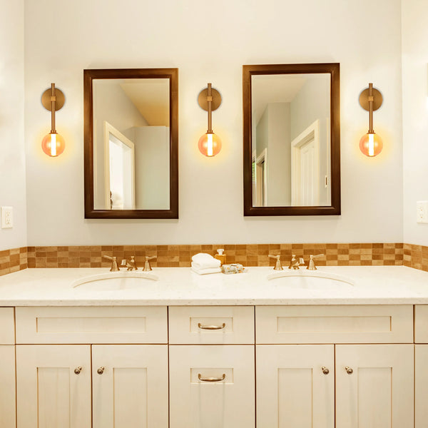 Integrated LED Modern Gold Wall Light - Single & Double Globe