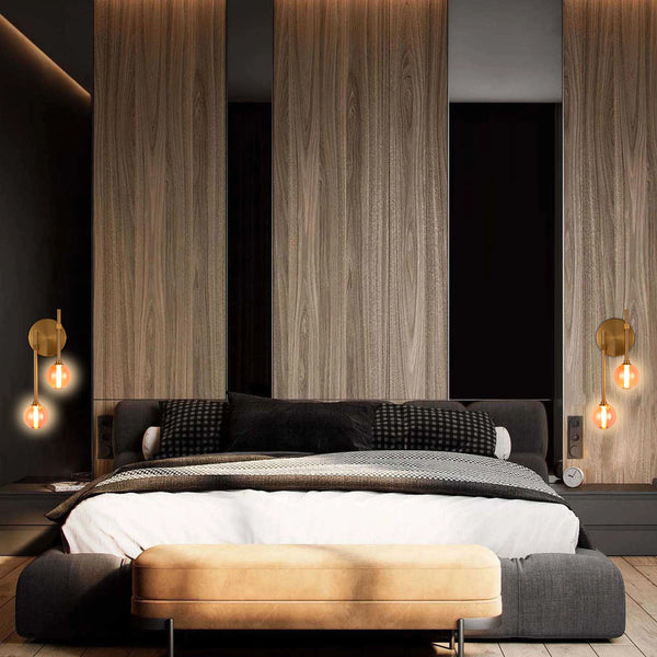 Integrated LED Modern Gold Wall Light - Single & Double Globe