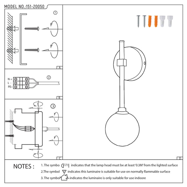 Integrated LED Modern Gold Wall Light - Single & Double Globe