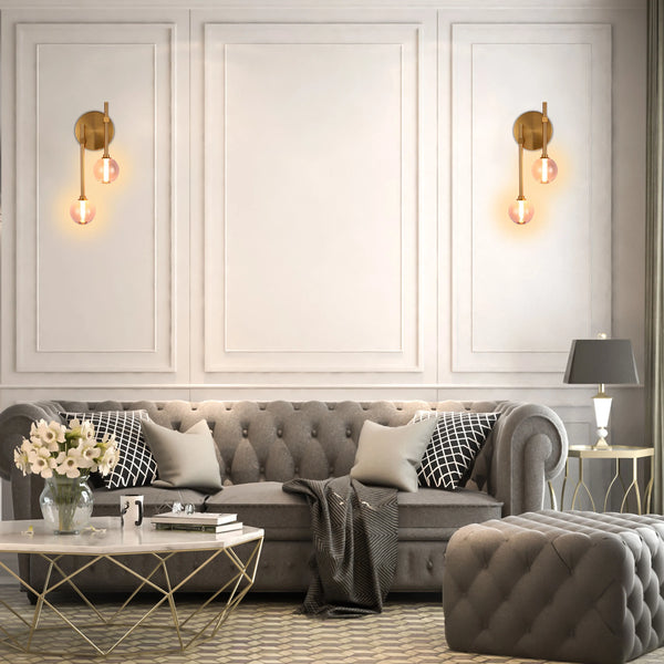 Integrated LED Modern Gold Wall Light - Single & Double Globe