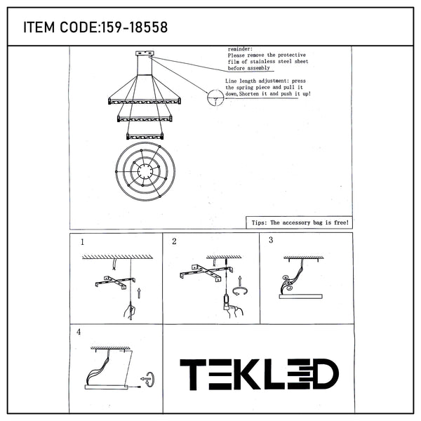 Modern LED Chandelier, Tiered Crystal Ring Pendant Light