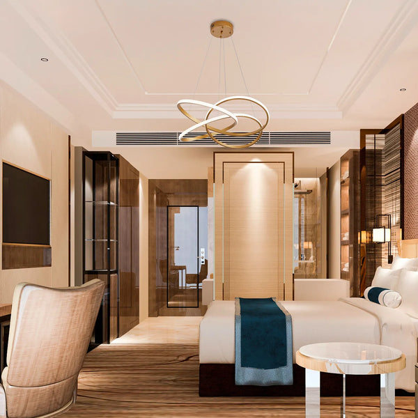 Modern LED Pendant Lights – Interlocking Rings, Wave & Tiered Designs