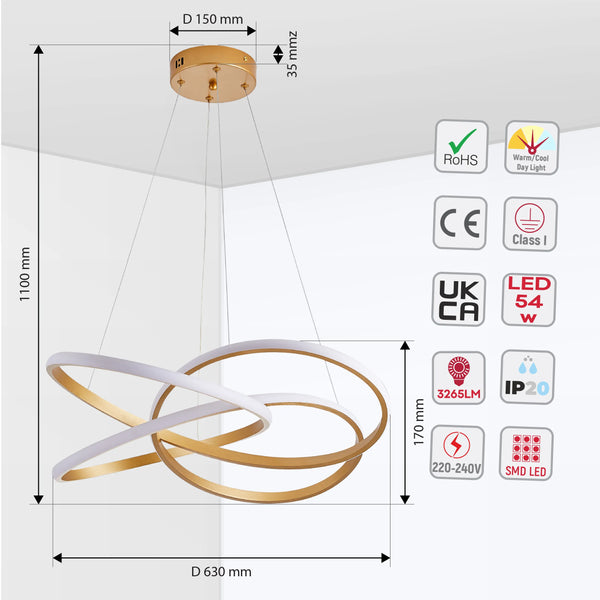 Modern LED Pendant Lights – Interlocking Rings, Wave & Tiered Designs