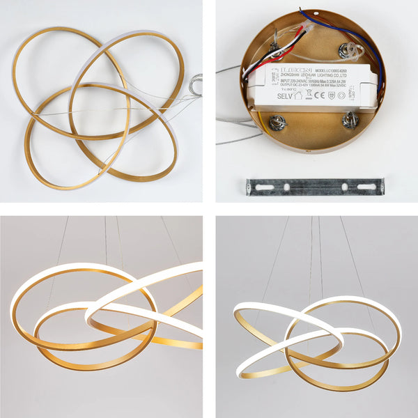Modern LED Pendant Lights – Interlocking Rings, Wave & Tiered Designs