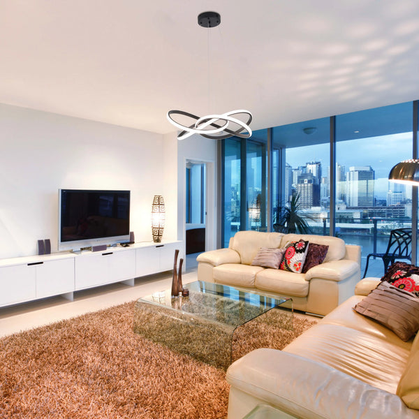 Modern LED Pendant Lights – Interlocking Rings, Wave & Tiered Designs