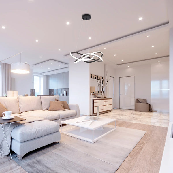 Modern LED Pendant Lights – Interlocking Rings, Wave & Tiered Designs