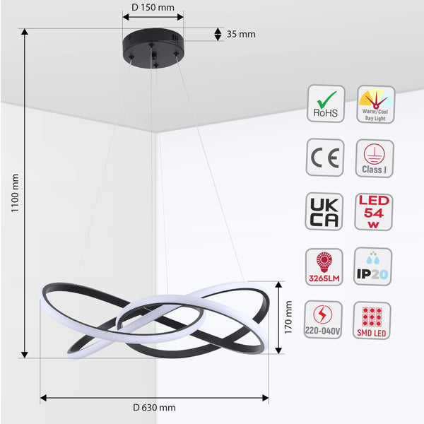 Modern LED Pendant Lights – Interlocking Rings, Wave & Tiered Designs