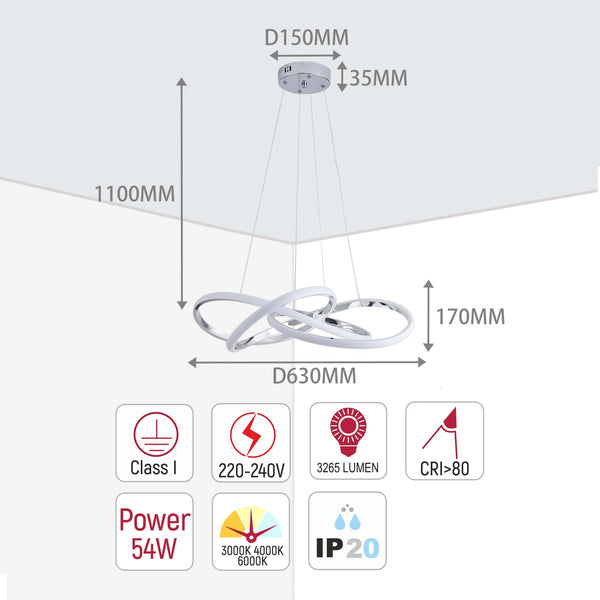 Modern LED Pendant Lights – Interlocking Rings, Wave & Tiered Designs