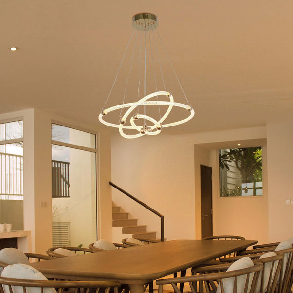 Modern LED Pendant Lights – Interlocking Rings, Wave & Tiered Designs