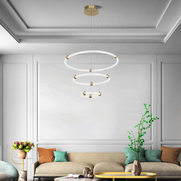 Modern LED Pendant Lights – Interlocking Rings, Wave & Tiered Designs
