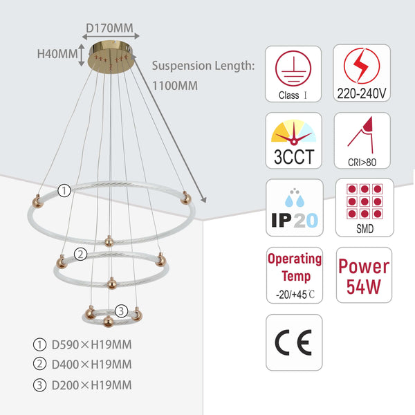 Modern LED Pendant Lights – Interlocking Rings, Wave & Tiered Designs
