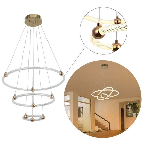 Modern LED Pendant Lights – Interlocking Rings, Wave & Tiered Designs
