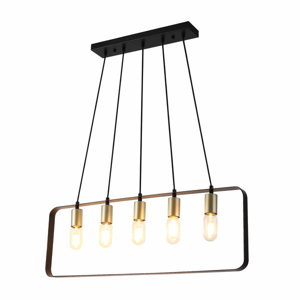 Modern Minimalist 2D Island Chandelier Light Black Gold E27x5