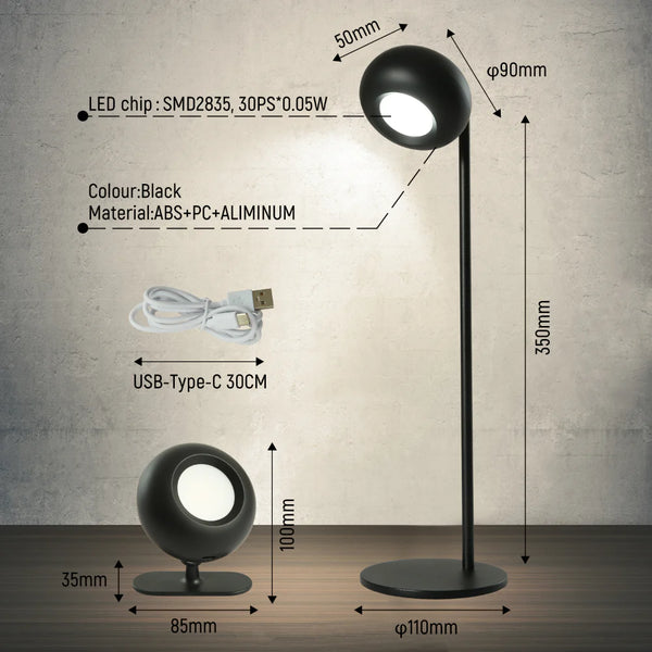 Modern Minimalist Bedside Detachable LED Desk Lamp Rechargeable Portable White TEKLED