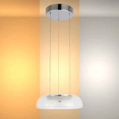Modern Minimalist Clifton Glass Pendant Light Chrome CCT Changeable D280 6W