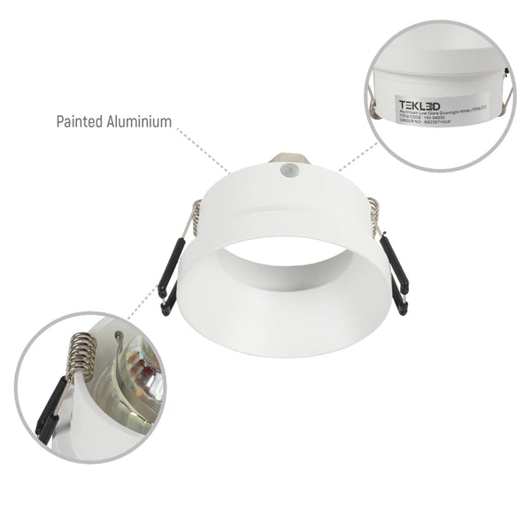 Modern Recessed GU10 Fixed Downlight with Low UGR Aluminium Design
