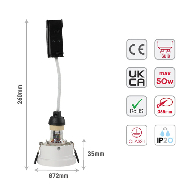 Modern Recessed GU10 Fixed Downlight with Low UGR Aluminium Design
