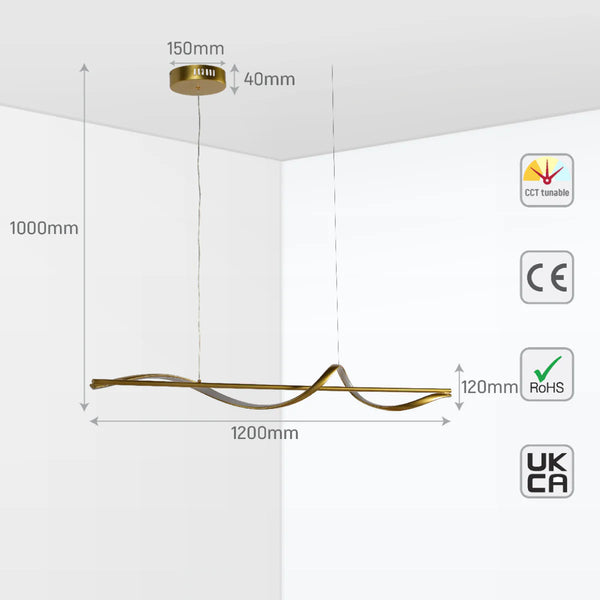 Modern Sleek Infinity Wave LED Pendant Light