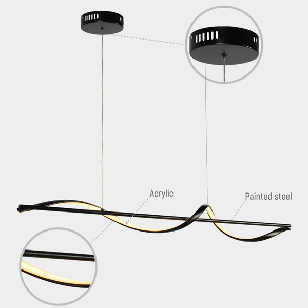 Modern Sleek Infinity Wave LED Pendant Light