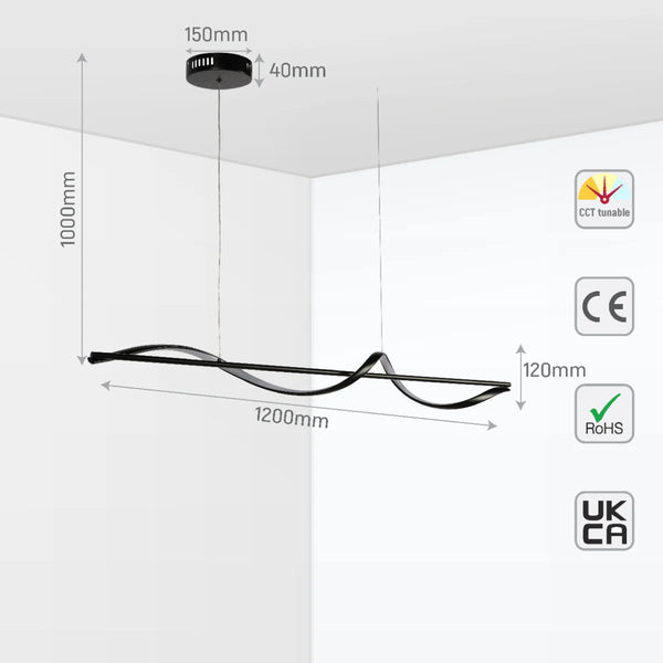 Modern Sleek Infinity Wave LED Pendant Light