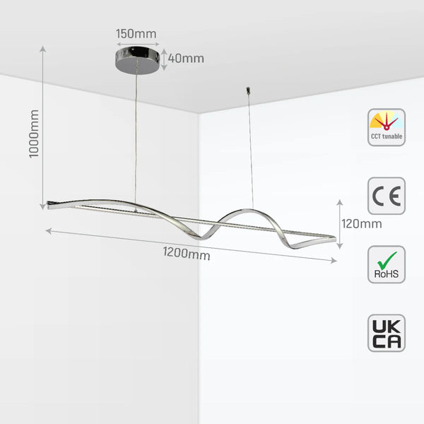 Modern Sleek Infinity Wave LED Pendant Light