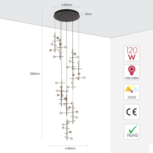 Modern Spacious Chandelier Ceiling Light Gold