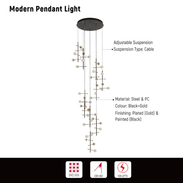 Modern Spacious Chandelier Ceiling Light Gold
