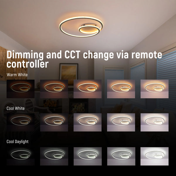 Modern Spiral LED Ceiling Light CCT Tunable and Dimmable with Remote 72W