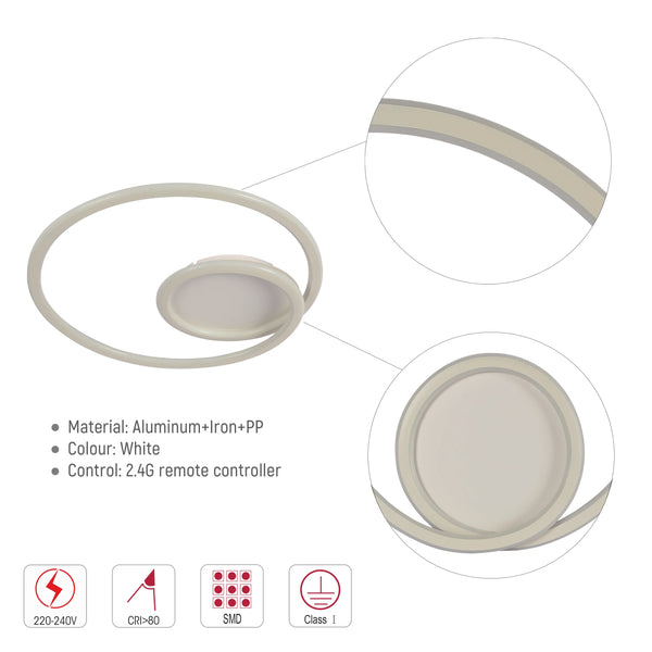 Modern Spiral LED Ceiling Light CCT Tunable and Dimmable with Remote 72W